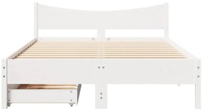 fehér tömör fenyőfa ágykeret fiókokkal 120 x 200 cm