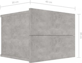 betonszürke szerelt fa éjjeliszekrény 40 x 30 x 30 cm