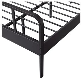 Fekete fém egyszemélyes ágy ágyráccsal 120x200 cm Mees – WOOOD