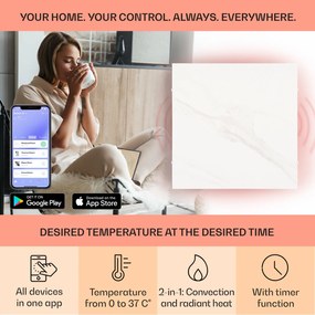 Klarstein Santorini Smart, infravörös hősugárzó, 60 x 60 cm, 500 W, heti időzítő, IP27
