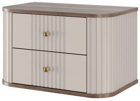Vesper függő éjjeliszekrény készlet 56 cm - kasmír / diófa / arany fogantyúk