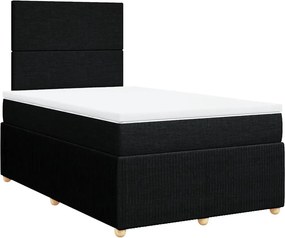 vidaXL fekete szövet rugós ágy matraccal 120 x 200 cm