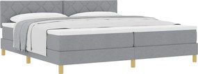 vidaXL Boxrugós ágy matracmal Világosszürke 200 x 200 cm szövet