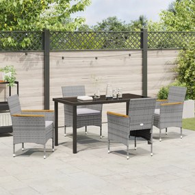 5 Darabos Kerti Étkező Szett - Szürke Poly Rattan