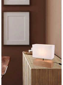 Fehér-natúr színű asztali lámpa textil búrával (magasság 30 cm) Woody – Trio