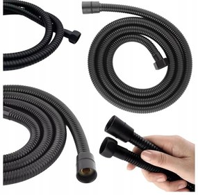 Nyújtható Zuhanytömlő Fekete Matt Acél Menetes 1/2 Coll 150 175 cm