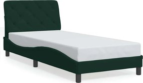vidaXL sötétzöld bársony ágykeret matrac nélkül 90x190 cm
