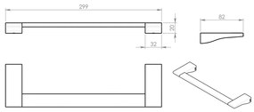 GEDY 572130 Glamour törülközőtartó 30 x 8,2 cm,szürke