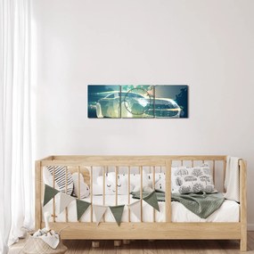 Geometriai formákból készült autó képe (órával) (90x30 cm)