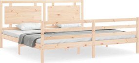 vidaXL tömör fa ágykeret fejtámlával Super King Size