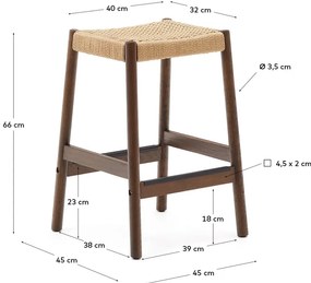 Barna-natúr színű tölgyfa bárszék szett 2 db-os (ülésmagasság 66 cm) Yalia – Kave Home