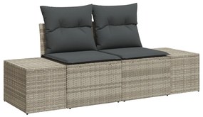 8 Részes Kerti Kanapé Szett Párnákkal Világosszürke Műrattan