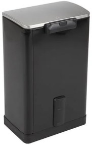 EKO  E-Cube szögletes pedálos szemetes, 40 l, fekete/matt rozsdamentes acél%