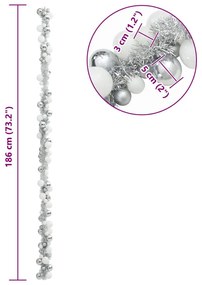 Karácsonyi gömb girland Fehér és Ezüst 186 cm Polisztirol