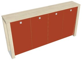 Verno+ közepes gardrób 260 x 46 x 130 cm, üvegajtó, akác / narancs