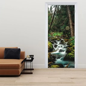 Fotótapéta ajtóra - Patak az erdőben (95x205cm)