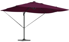 Konzolos Roma Napernyő LED-del Bordeaux Piros 352x251x265 cm Alumínium