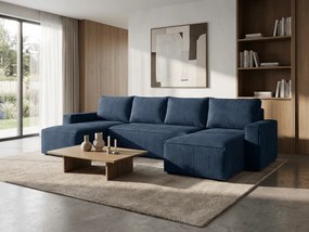 U alakú ülőgarnitúra SMART COSARO 295x140 cm, sötétkék