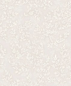 Bézs Tapéta Fehér Levelek Motívummal A Nappaliba Vinil Tapéta