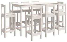 9 részes fehér tömör fenyőfa bárszett