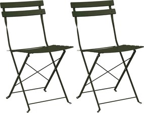 vidaXL Kerti hajtható szék 2 pcs Zöld 42 x 46 x 82 cm Fém