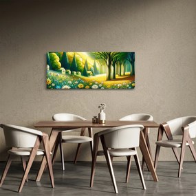 Kép - Falu sárga-zöld színekben (120x50 cm)