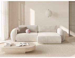 Krémszínű bársony kinyitható-tárolóhelyes sarokkanapé Tonale – Cosmopolitan Design