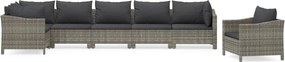 vidaXL 7 részes szürke polyrattan kerti ülőgarnitúra párnákkal