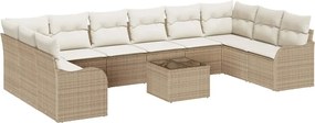 vidaXL Kerti Kanapé Szett 11 pcs Bézs polirattan