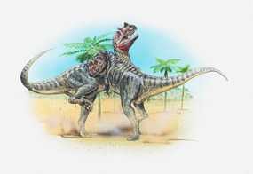 Illusztráció Illustration of two male Ceratosaurus dinosaurs, Dorling Kindersley