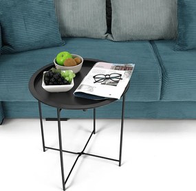 Kisasztal levehető tálcával, fekete, RENDER