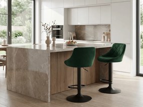 Zöld bárszék KAST VELVET fekete lábbal