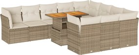 vidaXL 11 részes bézs polyrattan kerti ülőgarnitúra párnákkal