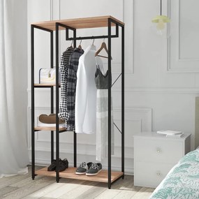 Intenso Home ruhafogas polcokkal 90 x 167cm sonoma tölgy | Előszobai ruhatároló cipőtartóval / nyitott gardrób