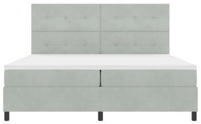 Bokszrugós Ágy Matrallel és LED Fénnyel Szürke 200x200 cm Bársony