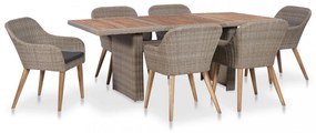 7 részes kültéri polyrattan étkezőgarnitúra párnákkal