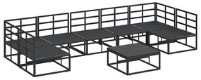 Kerti Kanapé Szett párnával 8 pcs Fekete Alumínium