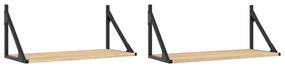 2 db sonoma tölgy színű szerelt fa fali polc 60 x 25 x 25,5 cm