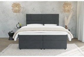 Sötétszürke ágyneműtartós boxspring ágy 160x200 cm Lola – Ropez