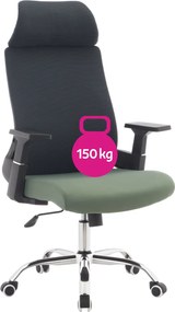 Irodai szék, sötétszürke/zöld/króm, teherbírás 150 kg, HOLGER