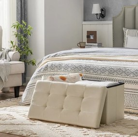 Taburett tárolóhellyel OTTOMAN 76x38 cm, krém