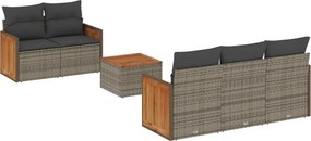 vidaXL 6 részes szürke polyrattan kerti ülőgarnitúra párnákkal