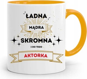 Színésznőnek Színésznő Bögre Sárga Születésnapi Ajándék fényképes nyomtatással