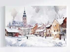 Poszter Lengyel Város Bérházak Utca Templom Tél 60x40