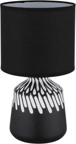 Globo 21733S Asztali lámpa, kerámia fekete, textil fekete, kábel PVC fekete, billenőkapcsoló a kábelen, ø: 175mm, M: 315mm, kábel hossza 1300mm, 1x E14 40W 230V izzó nélkül