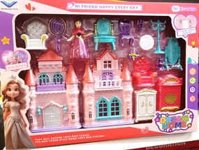 Castle Toy Princess Hercegnő Baba Kastéllyal Kiegészítőkkel Fények és hangok