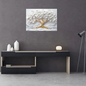 Üveg kép – 3D elegáns életfa virágokkal (70x50 cm)