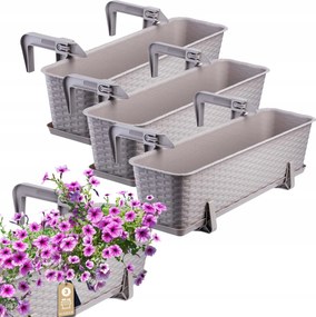 3x Erkélydoboz Virágtartó 60cm Fogantyúk