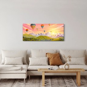 Léggömbök képe a táj felett (120x50 cm)