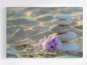 Poszter Tengerpart Zen Kövek Orchidea Egyensúly 60x40